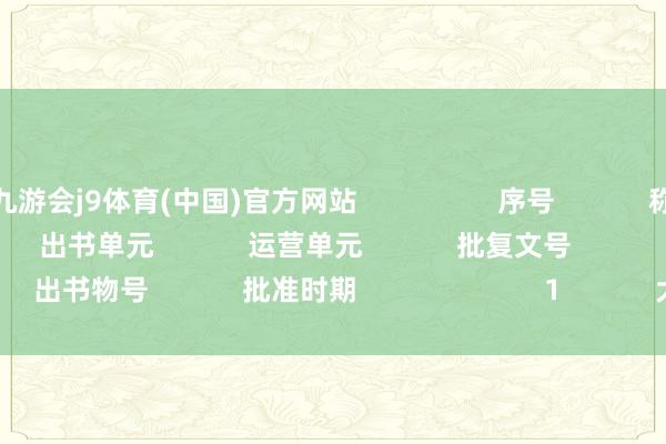九游会j9体育(中国)官方网站                  序号            称号            报告类别            出书单元            运营单元            批复文号            出书物号            批准时期                        1            大帆海时期：发源          