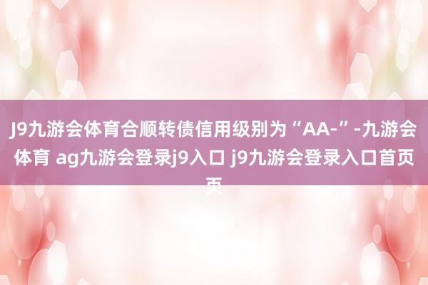 J9九游会体育合顺转债信用级别为“AA-”-九游会体育 ag九游会登录j9入口 j9九游会登录入口首页